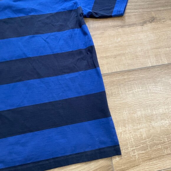 Polo Ralph Lauren Shirt Youth XL Blue & Black Stripe Rugby Collared Small Pony - Picture 10 of 12